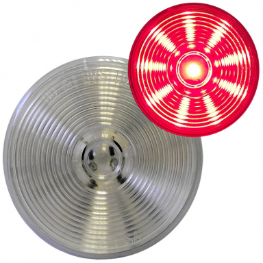 2.5" Round LED Clearance Light with Clear Circle Lens, Red LEDs