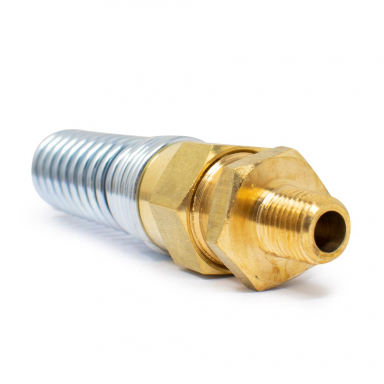 3/8" NPT Hose Connector with Spring Guard for 1/2" ID Rubber Air Brake Hose