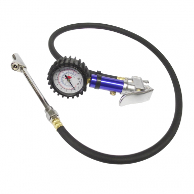 Lever Actuated Tire Inflator with 0-220 PSI Pressure Gauge