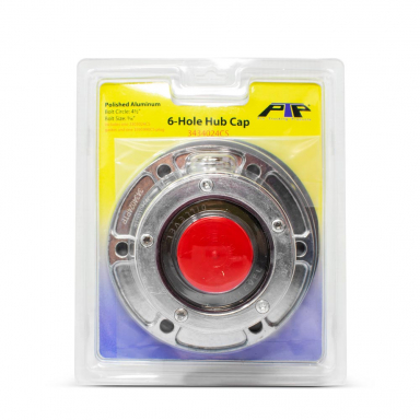 6-Hole Trailer Hub Cap, 4.50" Bolt Circle, Includes Rubber Plug and Gasket, Clam Shell Packaging