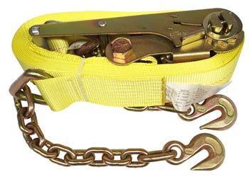 3" x 30 ft. Ratchet Strap with 3/8" Chain Anchor Ends