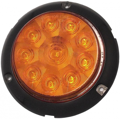 10 LED Surface-Mount Park/Turn Signal Light, Amber Lens, Amber LEDs, 4" Round
