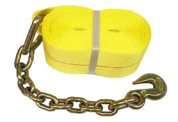 4" x 30 ft. Winch Strap with 3/8" Chain Anchor End, 5,400 lbs. Working Load Limit