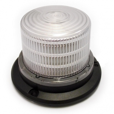 Amber LED Light Beacon, Clear Lens, Quad Flash, Screw Mount, 10-30 VDC