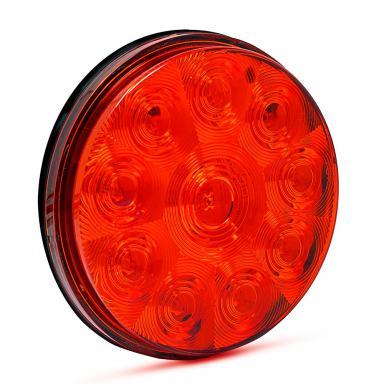 10 LED Stop-Tail-Turn Light, Red Lens, Red LEDS, 4" Round