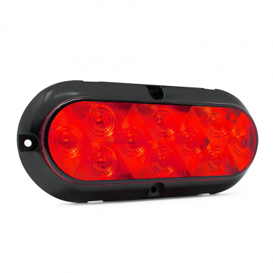 10 LED Surface-Mount Stop-Tail-Turn Signal Light, Red Lens, Red LEDs, 6" Oval