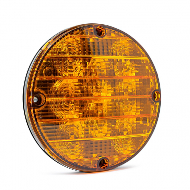 8 LED Bus Warning Strobe Light, Amber Lens, Amber LEDs, 7" Round