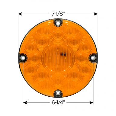 17 LED Turn Signal Light, Amber Lens Amber LEDs, 9-32 Volts DC, 7" Round