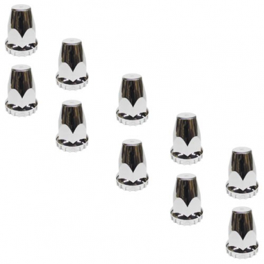 33mm x 2-1/8" Thread-On Chromed Plastic Lug Nut Covers With Flange, Pack Of 10