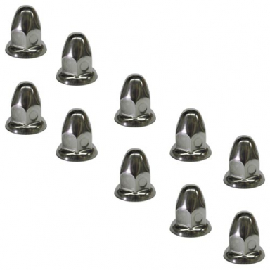 33mm x 2-1/8" Chrome Lug Nut Covers With Flange, Pack Of 10