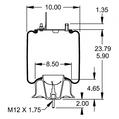 Reversible Sleeve Air Spring, Replaces Goodyear 1R12-523 & Navistar 3541732C1