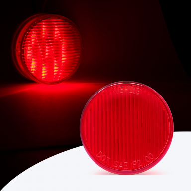 Red 2" Round Marker Light with Stripe Lens, 10 Red LEDs