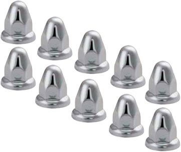 33mm x 2-1/8" Stainless Steel Lug Nut Covers With Flange, Pack of 10