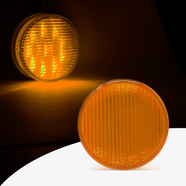 Amber 2" Round Marker Light with Stripe Lens, 10 Amber LEDs