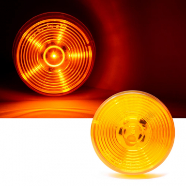 2" Round Amber LED Clearance/Marker Light With Starburst Pattern, 6 LEDs