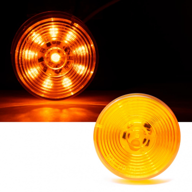 2" Round Amber LED Clearance/Marker Light With Starburst Pattern, 10 LEDs