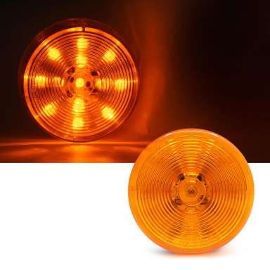 2.5" Round Amber LED Clearance/Marker Light With Starburst Pattern, 13 LEDs