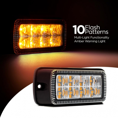 Super Bright LED Warning Light With Amber Flash, 10 Flash Patterns, Multi-Light Functionality