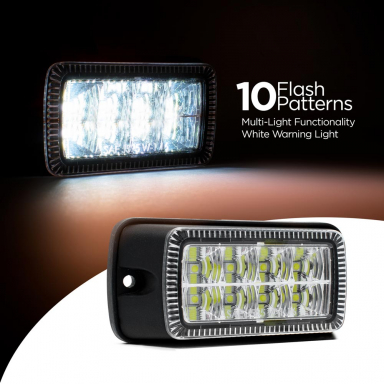 Super Bright LED Warning Light With White Flash, 10 Flash Patterns, Multi-Light Functionality