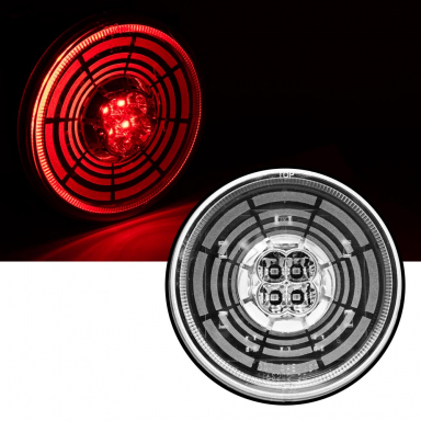 Tunnel Vision LED Stop-Tail-Turn Light, Clear Lens, Red LEDs, 4" Round