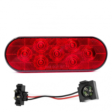 7 LED Stop-Tail-Turn Signal Light With Male Grote Adapter, Red Lens, Red LEDs, 6" Oval