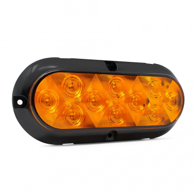 10 LED Surface-Mount Strobe Light, Amber Lens, Amber LEDs, 6" Oval