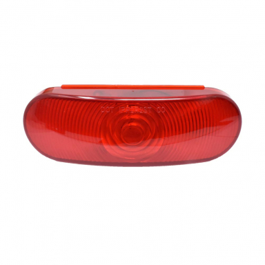 Red Incandescent Stop-Tail-Turn Signal Light, Sealed Housing, Grommet-Mounted, 6" Oval