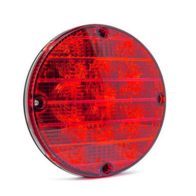 8 LED Bus Warning Strobe Light, Red Lens, Red LEDs, 7" Round