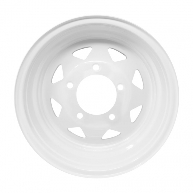 14" x 5.5" White 8 Spoke Wheel, 5 On 4.5" Bolt Circle