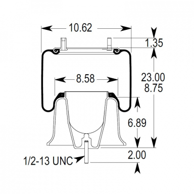 Air Bag With Aluminum Base - Replaces Freightliner 16-1673-000 & Firestone W01-358-9781