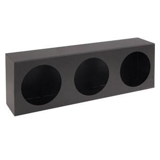 Black Steel Light Box With Three 4" Round Holes, 18" x 6" x 3"