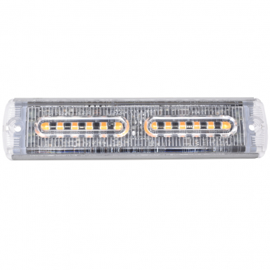 12 LED Low Profile Amber Light Head, 10-30V, 19 Flash Patterns,12 LEDs