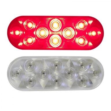 10 LED Stop-Tail-Turn Signal Light, Clear Lens, Red LEDs, 6" Oval