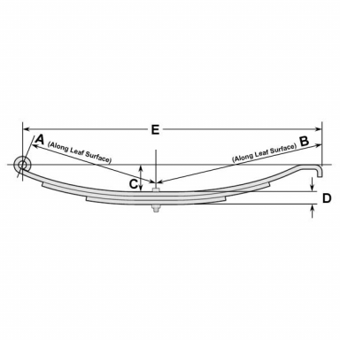 Light Trailer Slipper Leaf Spring, 2" Wide, 5 Leaves, 3-1/2" Arch, 3,400 lbs. Capacity